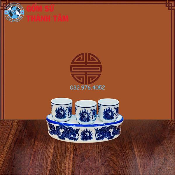 Kỷ Chén Thờ Men Trắng Rồng