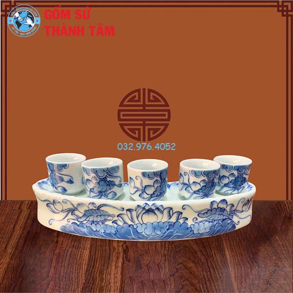 Kỷ Chén Thờ Men Xanh Ngọc Sen