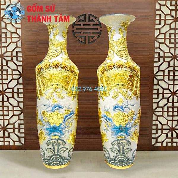 Lọ lục bình bọc đồng dát vàng phúc lộc thọ
