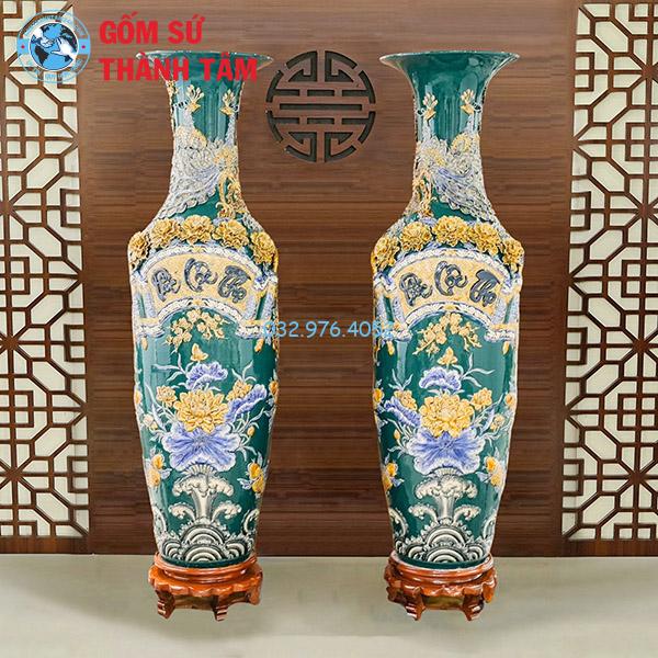 Lục bình đắp nổi xanh cổ vịt phúc lộc thọ