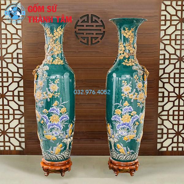 Lục bình đắp nổi xanh cổ vịt phúc lộc thọ