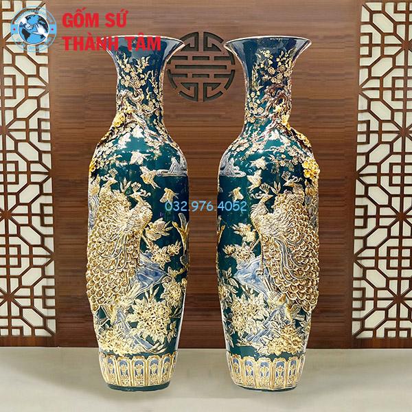 Lục Bình Mạ Vàng Xanh Ngọc Chim Công Phú Qúy
