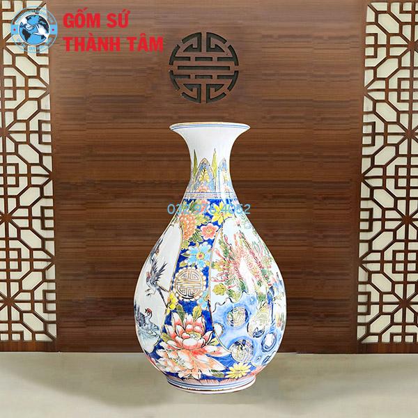 Lục Bình Tỳ Bà Vẽ Vàng Hoa Lá