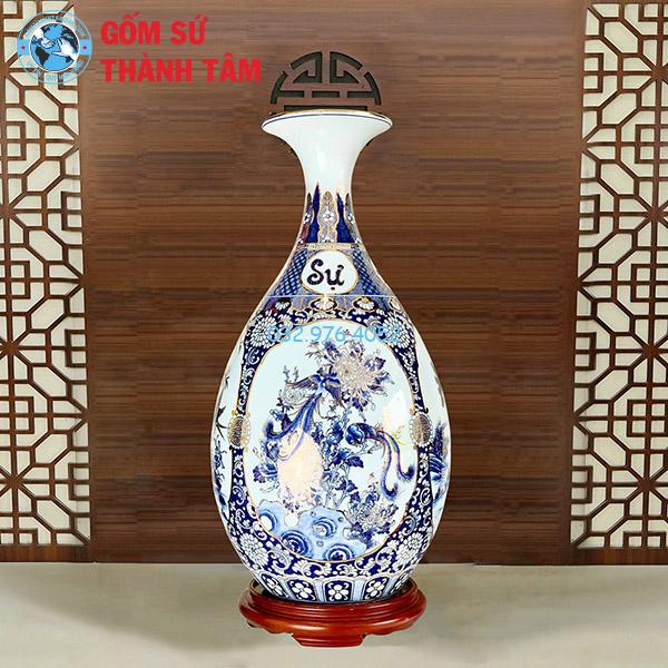 Lục Bình Tỳ Bà Vẽ Vàng Tứ Qúy Vạn Sự Như Ý