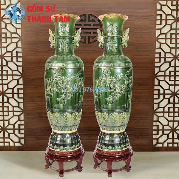 Lục Bình Xanh Ngọc Bọc Đồng Mặt Rồng Trơn