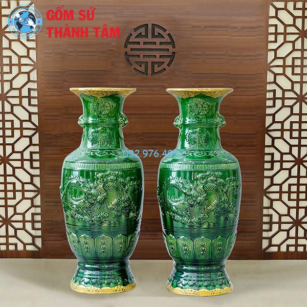 Lục Bình Xanh Ngọc Lọ Để Bàn Thờ Bọc Đồng Đa Dạng