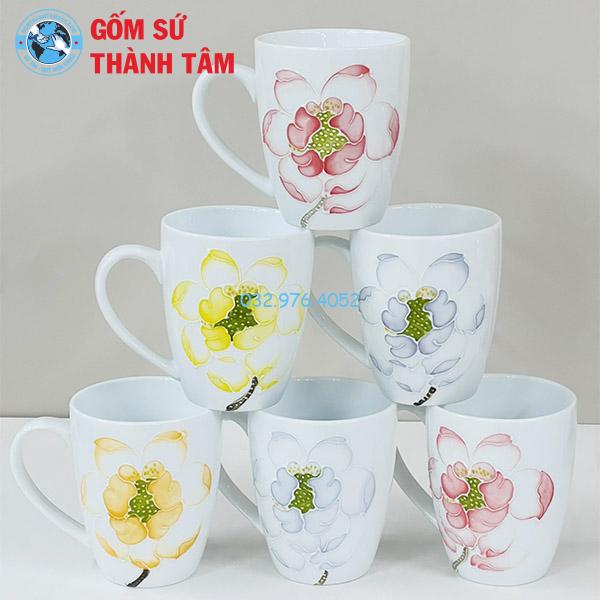 Ly Sứ Quà Tặng | Trắng Decal Hoa Văn