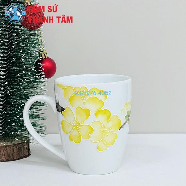 Ly Sứ Quà Tặng | Trắng Decal Hoa Văn