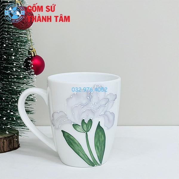 Ly Sứ Quà Tặng | Trắng Decal Hoa Văn