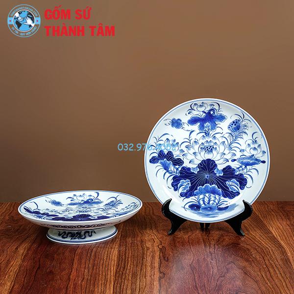 Mâm Bồng Bát Tràng Men Trắng Sen