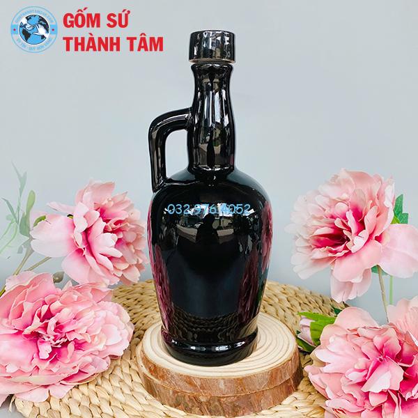 Nậm Rượu Men Dáng Trụ Có Quai Cầm