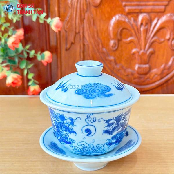 Phụ Kiện Ấm Chén Men Lam | Bát Sâm Trơn