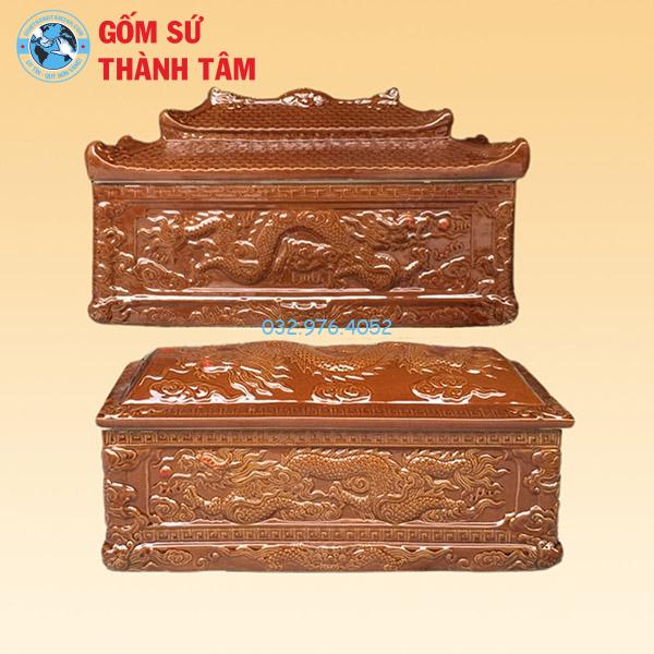 Quách Tiểu Rồng Nâu 3 Mái Khắc Nổi