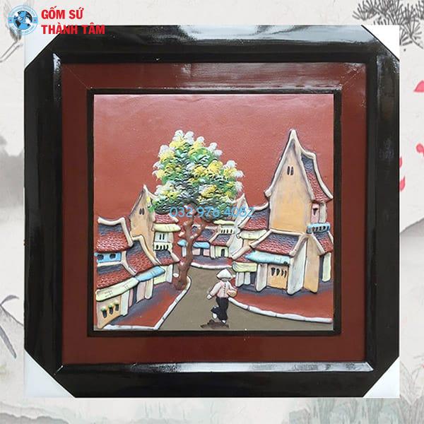 Tranh Gốm Đắp Nổi Khung Vuông | Phố Cổ