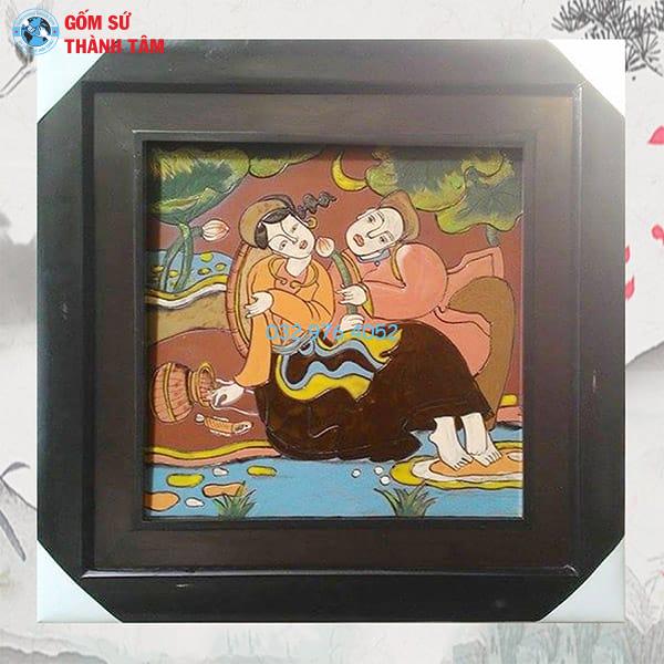 Tranh Gốm Đắp Nổi Khung Vuông | Tranh Trừu Tượng