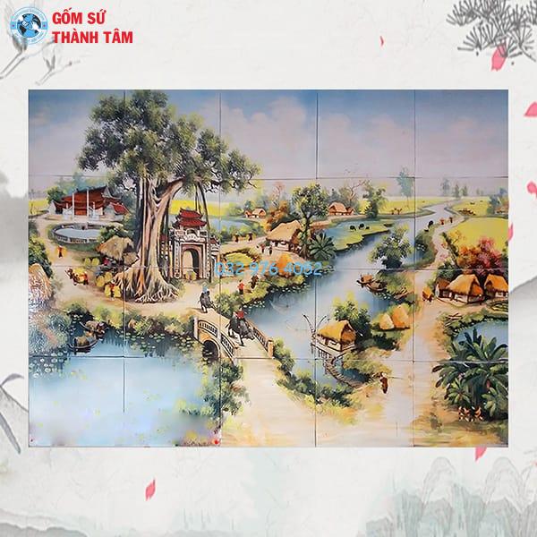 Tranh Gốm Vẽ Trơn Ốp Tường | Hoa Sen