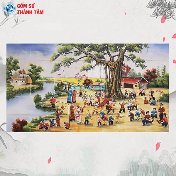 Tranh Gốm Vẽ Trơn Ốp Tường | Làng Quê
