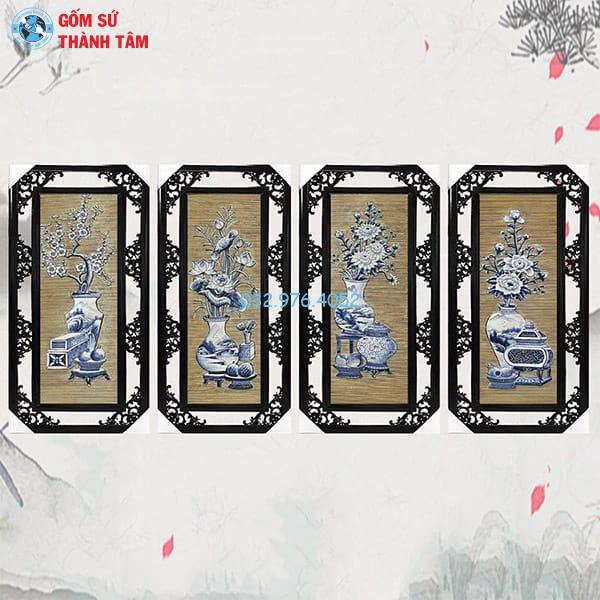 Tranh Tứ Quý Cổ Đồ Khung Hoa