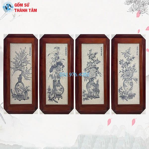Tranh Tứ Quý Cổ Đồ Khung Thường
