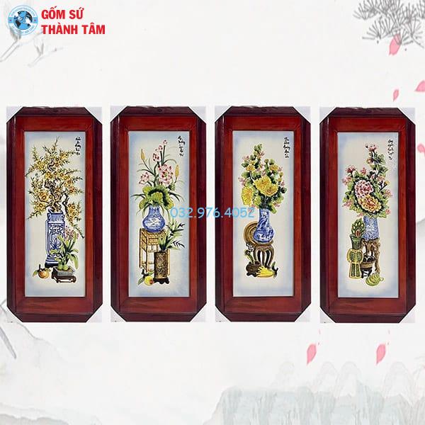 Tranh Tứ Quý Cổ Đồ Khung Thường
