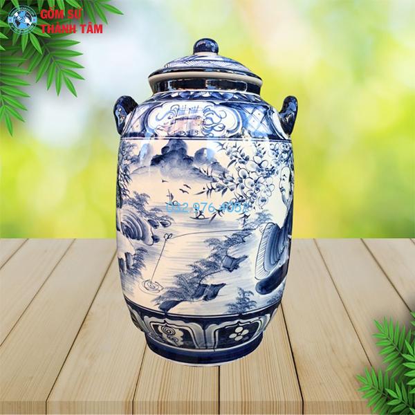 Vò rượu vẽ hoa văn câu cá